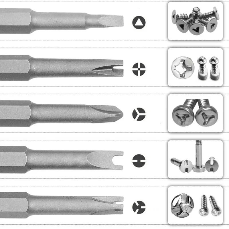 7pcs Precision Y U Shaped Triangle Screwdriver Magnetic Bit 1/4\