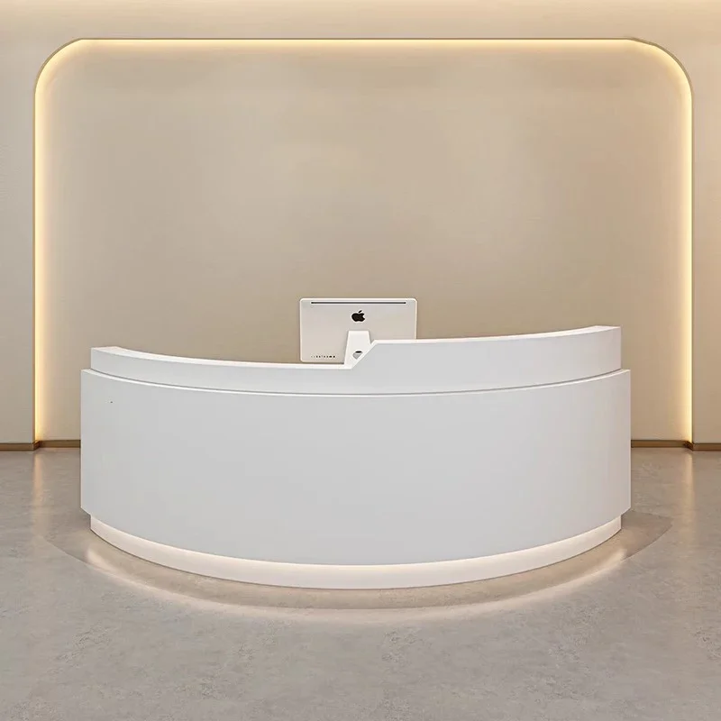 fw-Curved Luxury Reception Desks Minimalist Aesthetic Display European Reception Restaurant Welcome Bureau Trendy Furniture