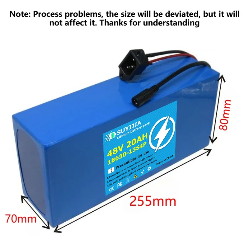 13S4P 48V 20000mAh 18650 Rechargeable Li-ion Battery Pack Built-in 30A for 500W/1000W Electric Walking Tool Replacement