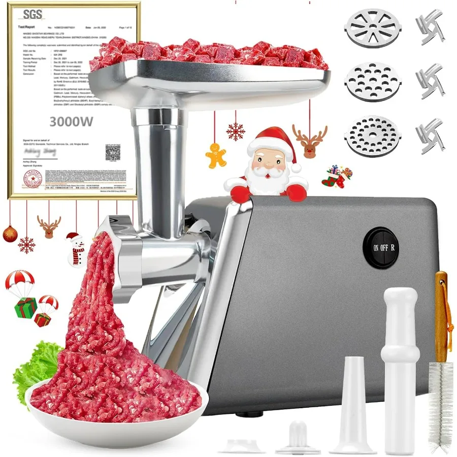 

5.0 Upgrader Electric Meat Grinder 【NO.1 Germany 3000W Super Motor】【SGS Certified SUS304 Blade & Plate】3-Second Fast Meat Grindi