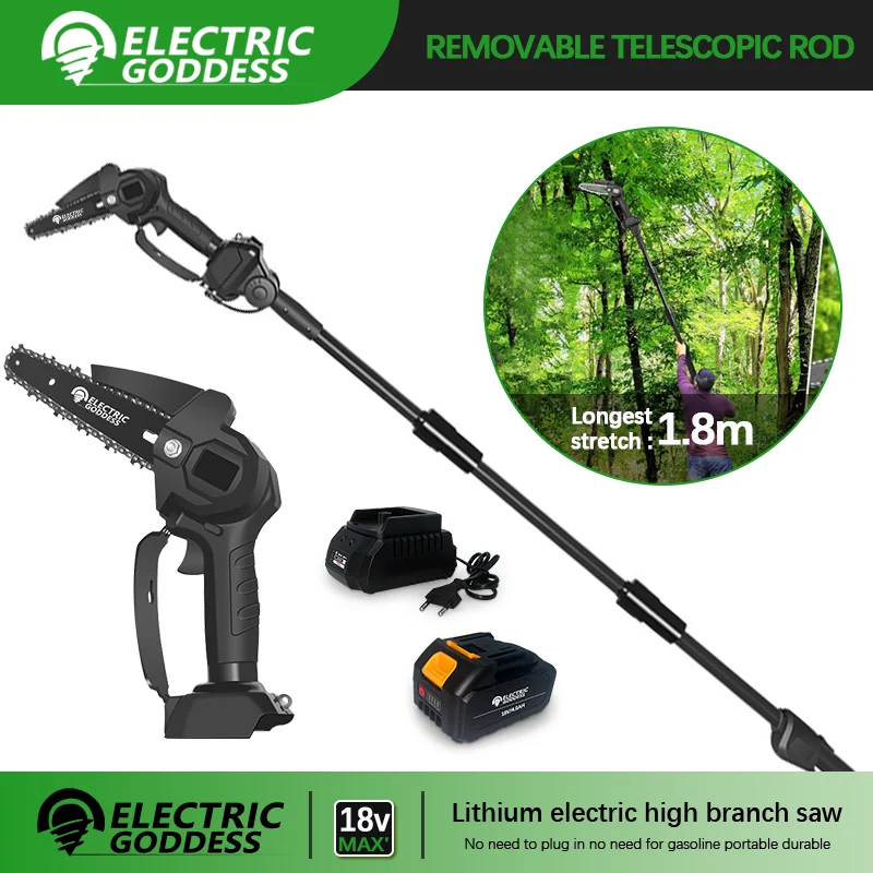 

Electric Goddess Brushless High Altitude Pruning Saw Retractable Chainsaw Pole Garden Pruning Power Tool ﻿For Makita 18V Battery