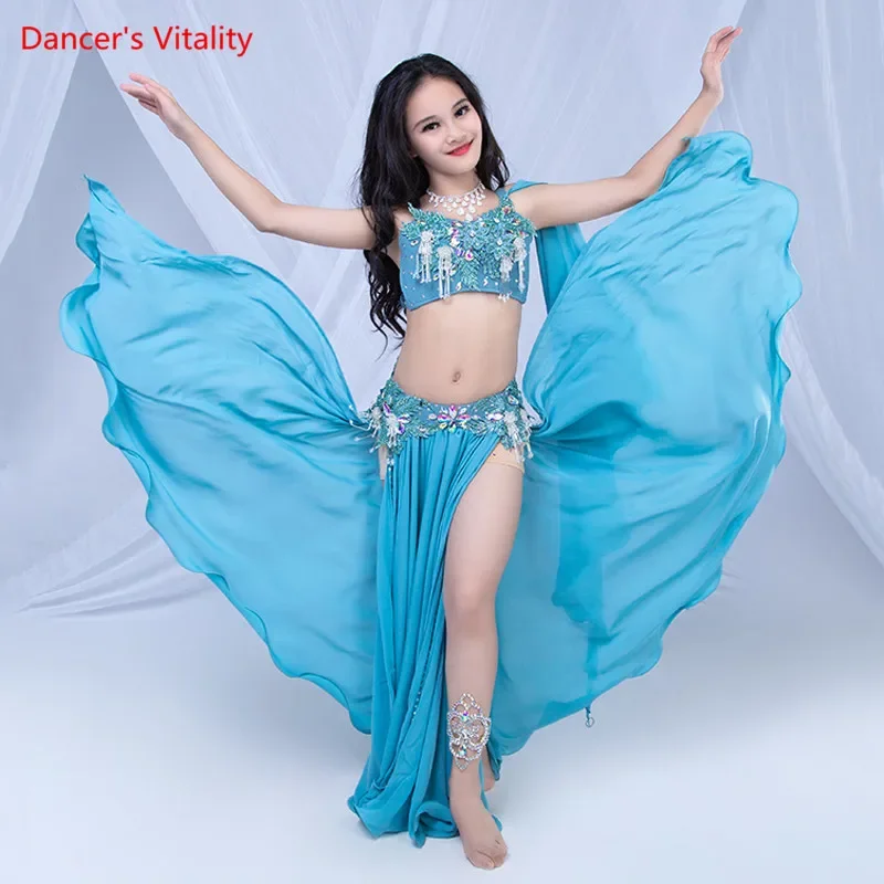 Belly Dance Female Child High-End Elegant Bra Competition Clothing  Set New Double Split Long Skirt Performance Clothes Suit