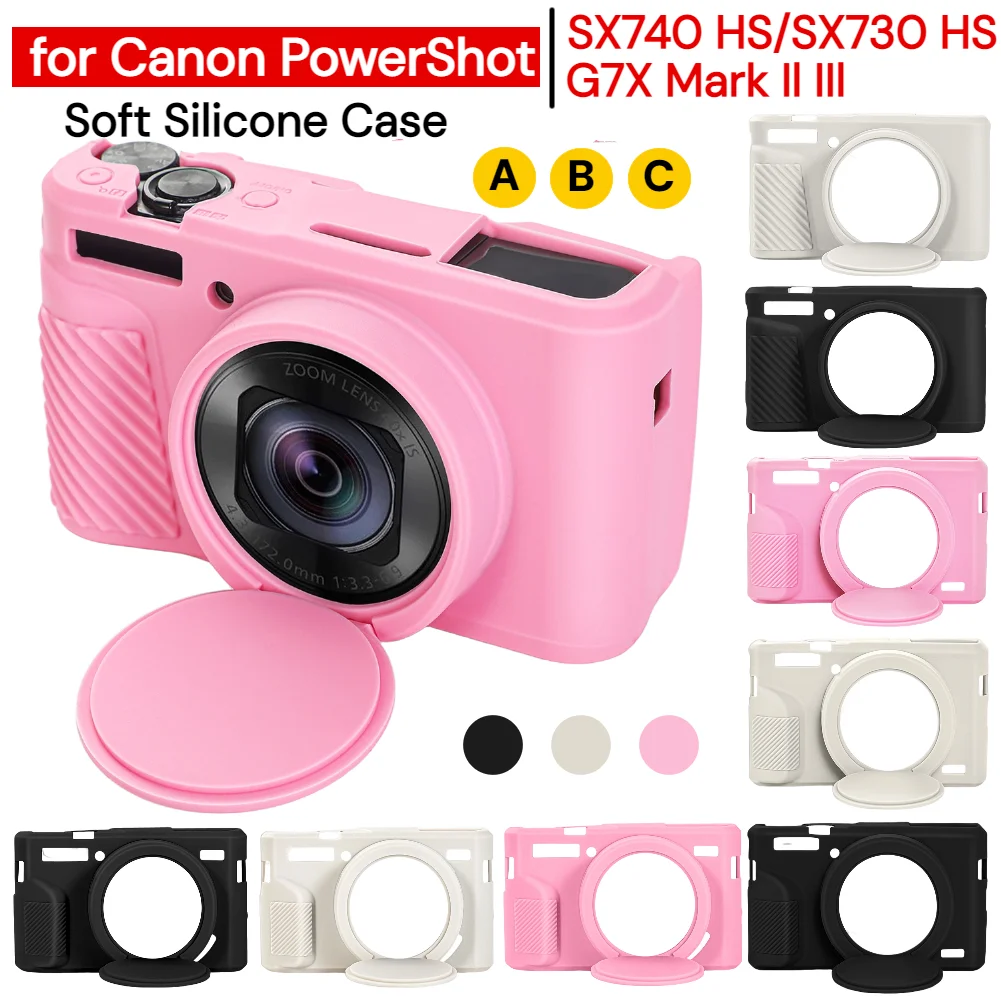 Funda de goma para cámara Canon PowerShot SX740 HS/SX730 HS, tapa de lente, antirrayas, ajuste delgado para Canon PowerShot G7X Il IIl