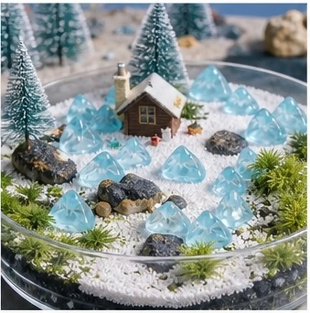 50Pcs Miniature Iceberg Glacier Scene Decorations Realistic Arctic Display for Aquarium Fairy Garden Micro Landscape Winter Cake