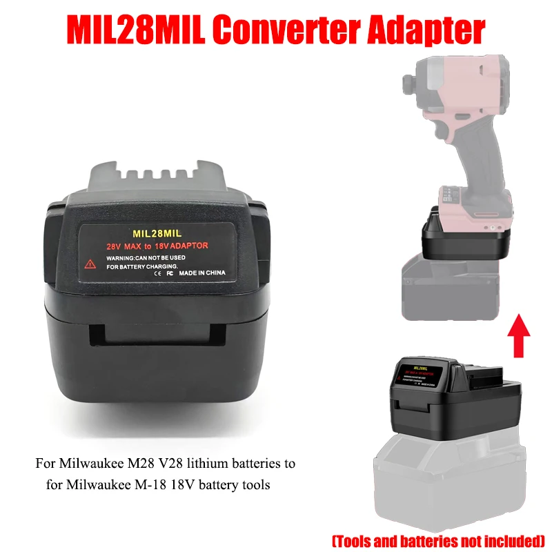 

For Milwaukee M28 V28 Lithium Batteries Converts To for Milwaukee M-18 18V Lithium Battery Power Tools MIL28MIL Battery Adapter