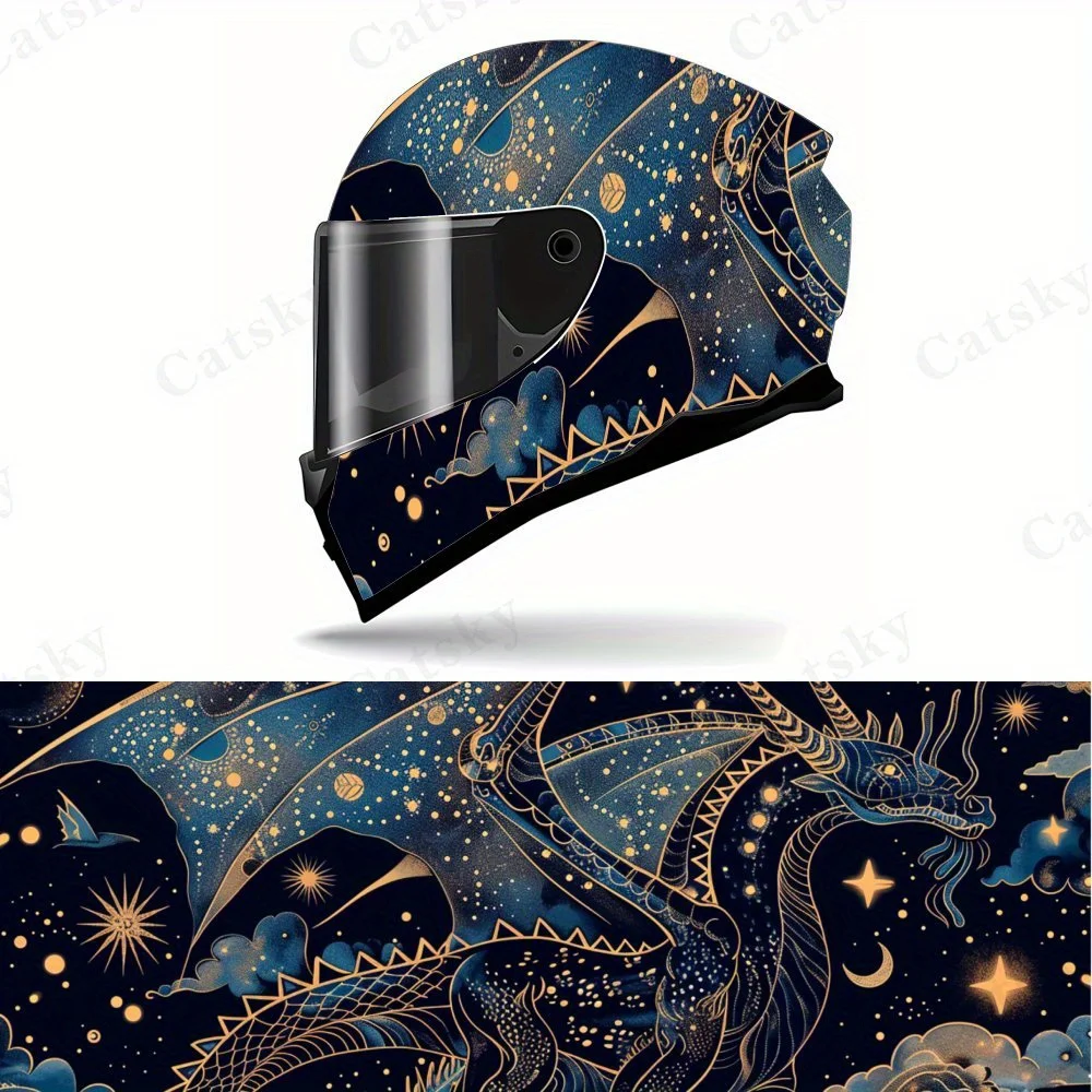 

Dark black sparkling pterosaur motorcycle vinyl wraps helmet decal,self-adhesive waterproof helmet decoration,universal motorcyc