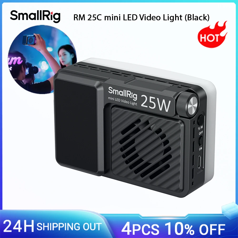 

SmallRig RM 25C mini LED Video Light, with RGB Full-Color 14 Light Effects Magnetic Diffuser Side HD LCD PD Fast Charging -5357