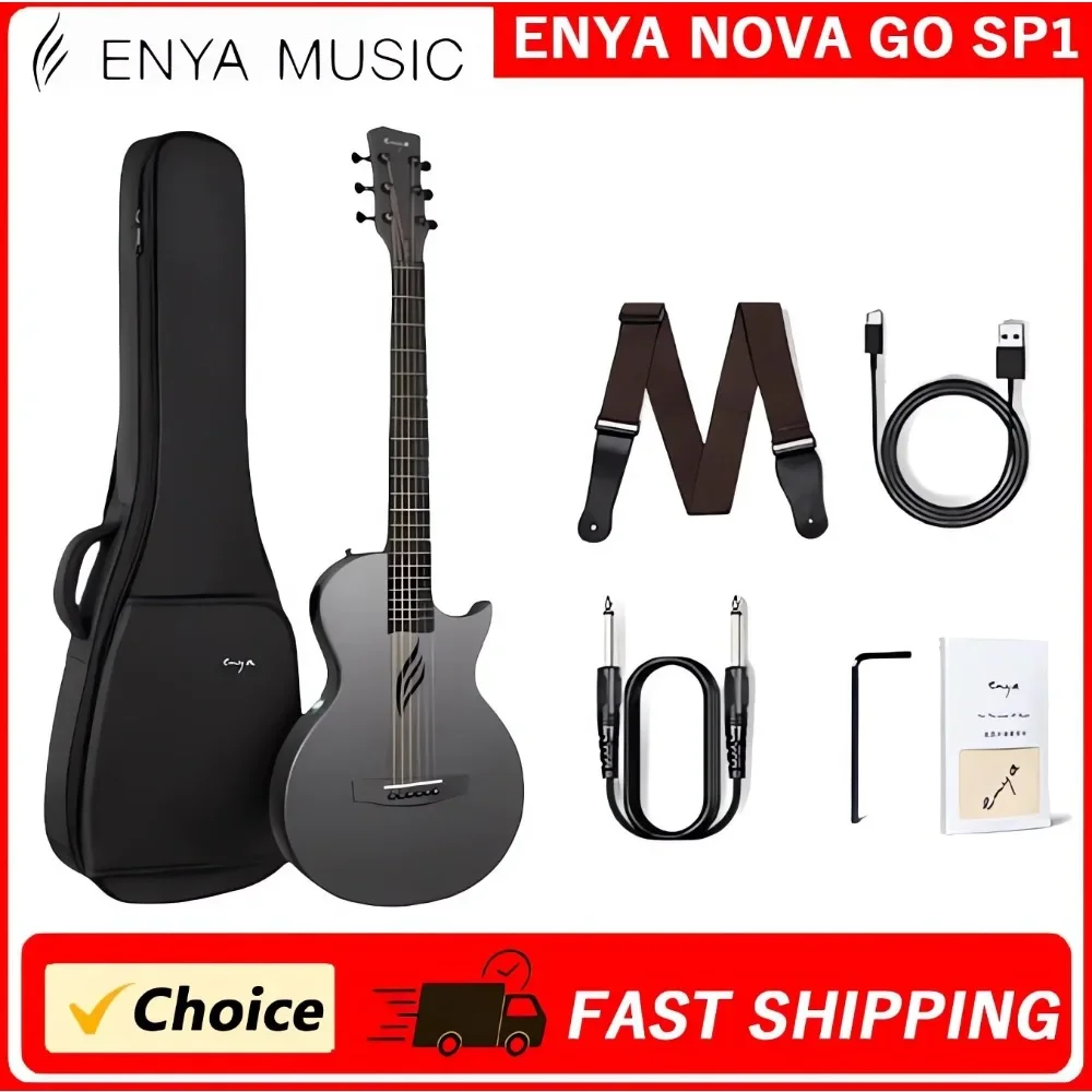 Enya NOVA GO SP1 Electric Guitar Smart Carbon Fiber Acoustic 35Inch with Pickup Case Strap Cable Travel Guitarra Violão