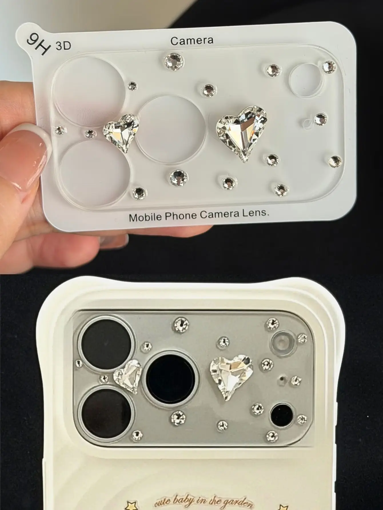 

Luxury 3D Bling Glitter Camera Lens Protector For iPhone 17 Pro Max Rainbow Diamond Heart Glass Cover for 17 Pro 14 13 16 Pro