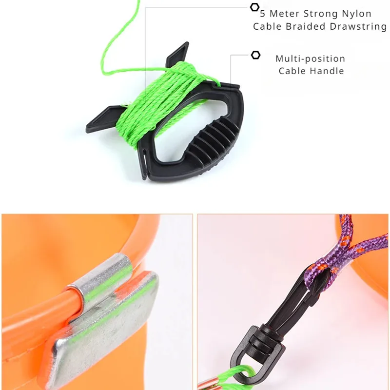 Three color bucket type fishing gear, bucket groove, fish bucket, pressure resistant and wear-resistant outdoor fishing tools