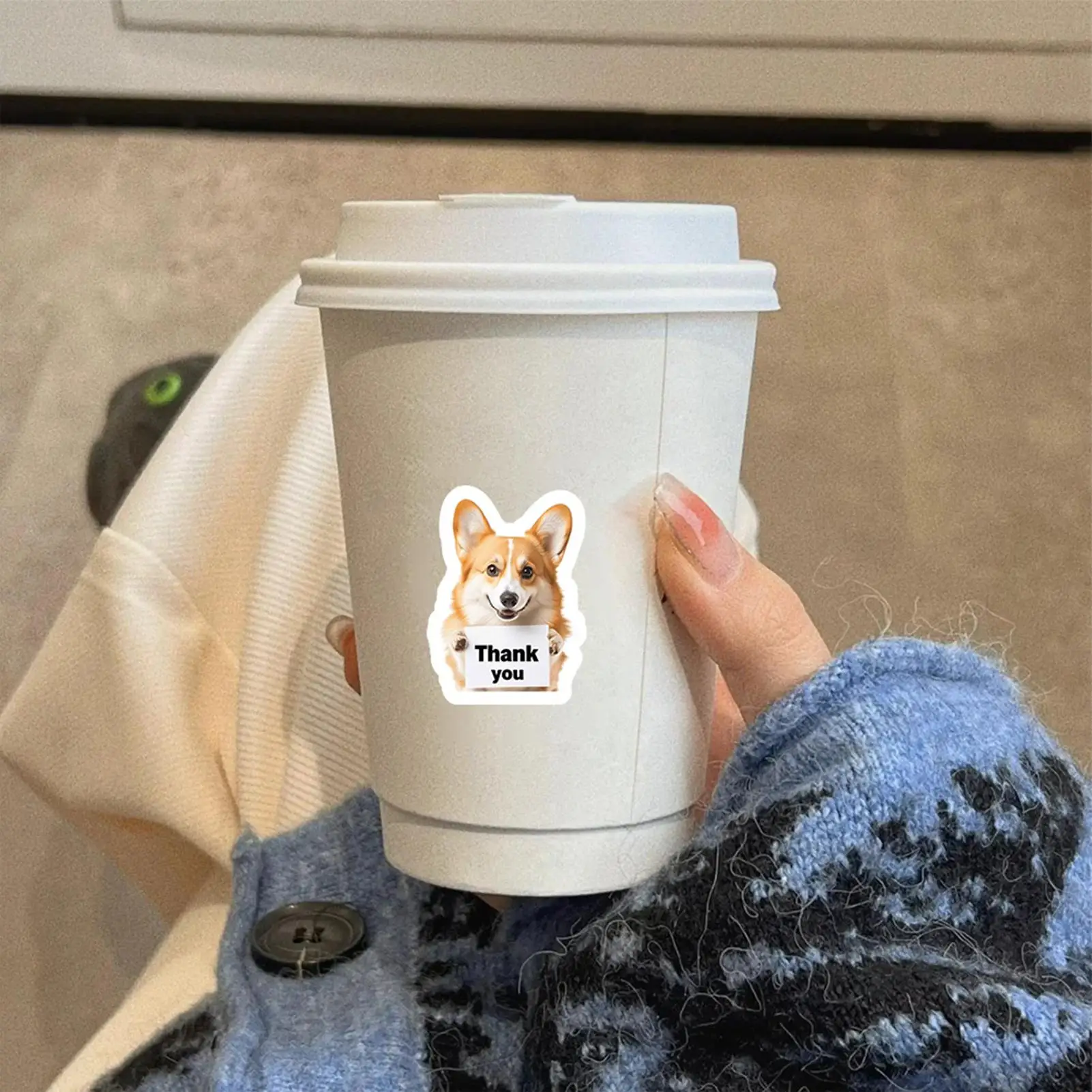 어린이용 강아지 스티커 500개 롤 감사합니다 데칼 미적 스티커 어린이용 소년 소녀 청소년 성인 학생용