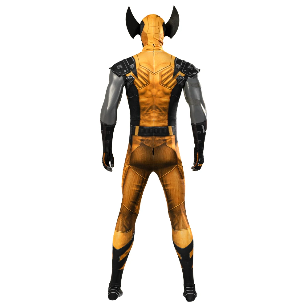 Halloween Superhero James Logan Cosplay Costume Golden Revolution Wolf Gold Combat Suit Zentai Laser Printed Bodysuit