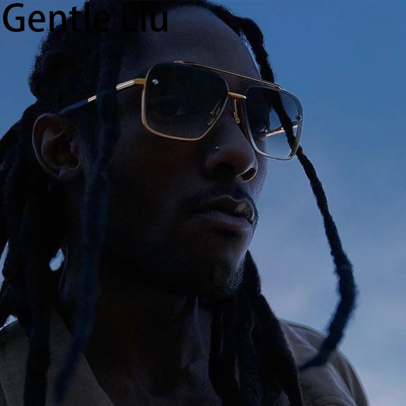 Oversized Square Rimless Sunglasses Men 2026 Luxury Brand Designer Vintage Frameless Sun Glasses for Male Retro Eyewear Shades
