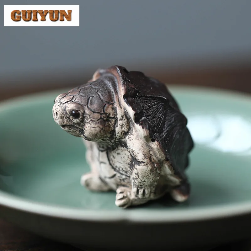 Yixing Zisha Crocodile Turtle Financial Baron Tea Pet Japanese Tea Games Tea Figurine Play Toys Tea Statue Ornaments Decoration