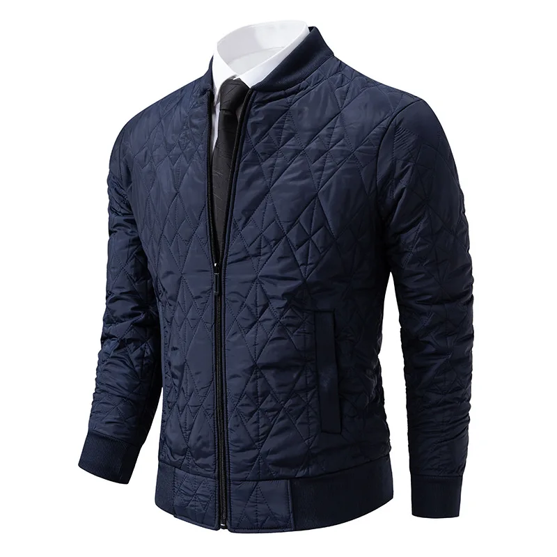 Chaqueta de algodón de Color sólido para hombre, Chaqueta de algodón con cuello levantado adelgazante informal a la moda, ropa de calle para hombre 2024