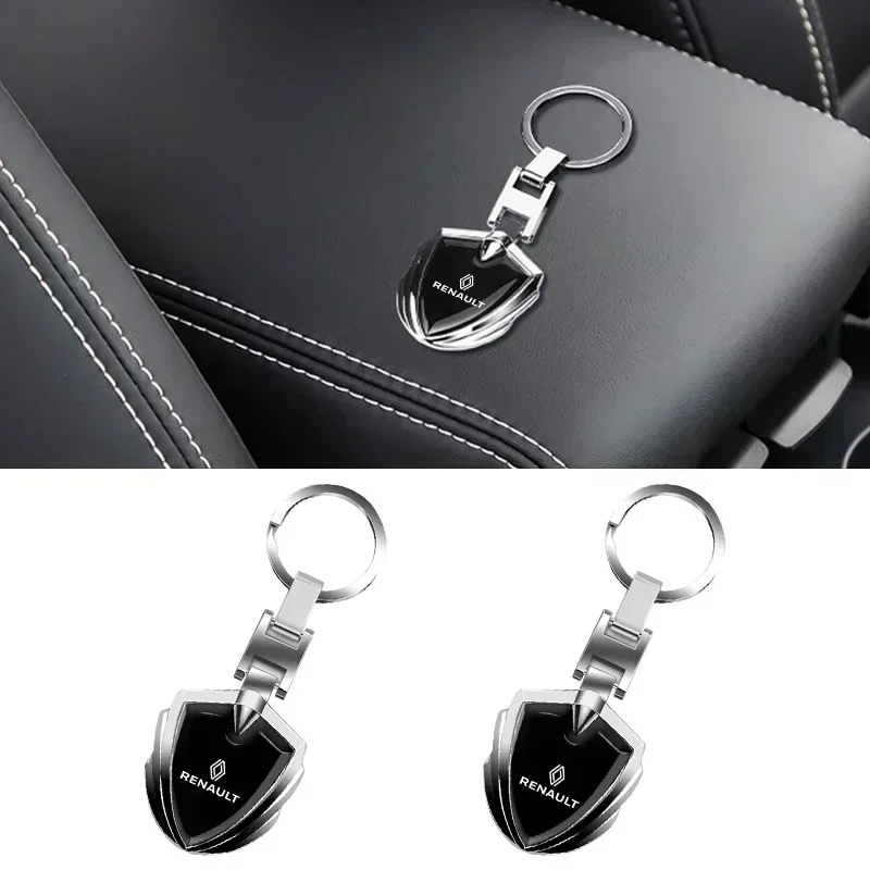 Car Logo Stying 3D Metal Key Rings Shield Shaped Keychain For renault Koleos Kadjar Scenic Megane Sandero Grand Sill Accessories