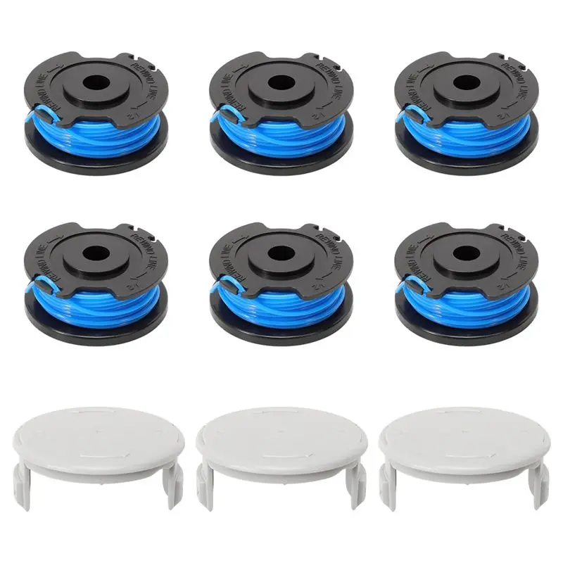 

6 X Trimmer Coils For Lawn Mowers-3-Coil Caps 14443120-For Karcher LTR 18-30 Compatible