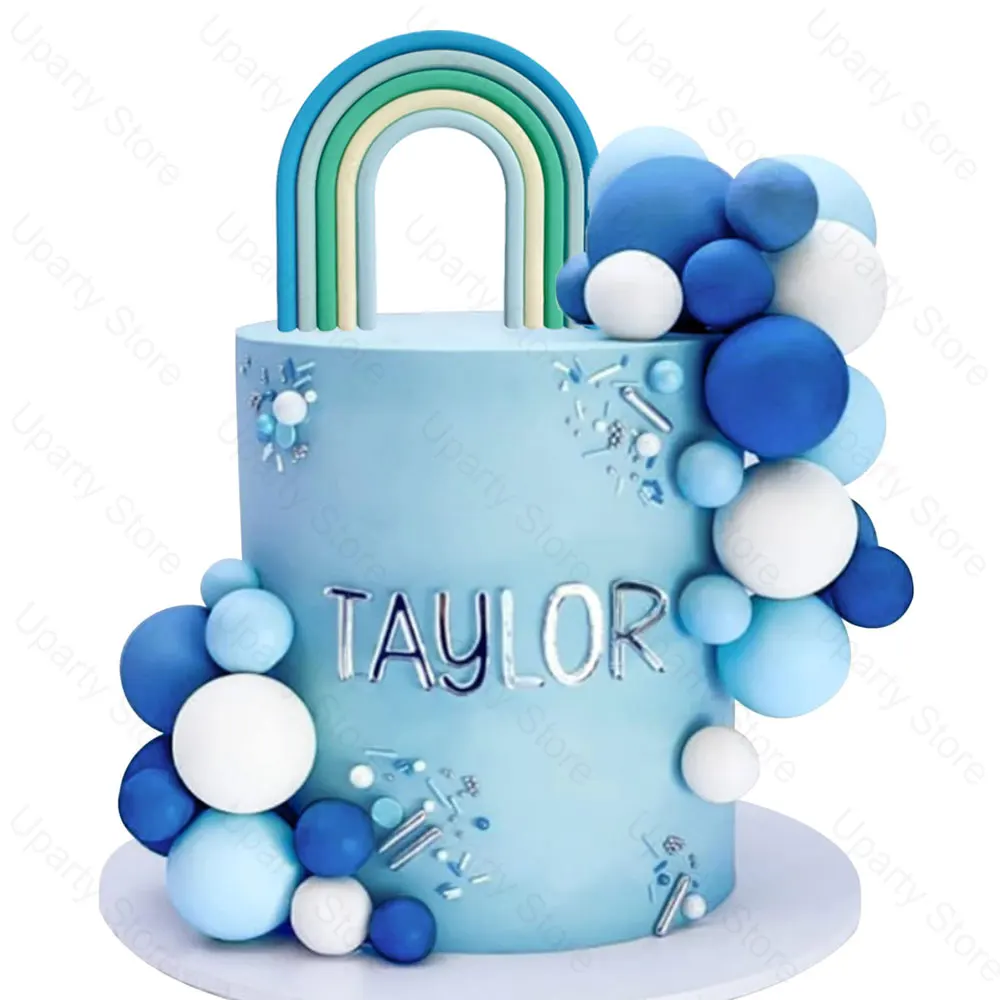 1/2/5 Stück Regenbogen-Kuchenaufsätze, blau, rosa, lila, Boho-Regenbogen-Kuchendekorationen für Geburtstagsfeier, Jungen, Mädchen, Babyparty, Kuchendekoration – Detail 7