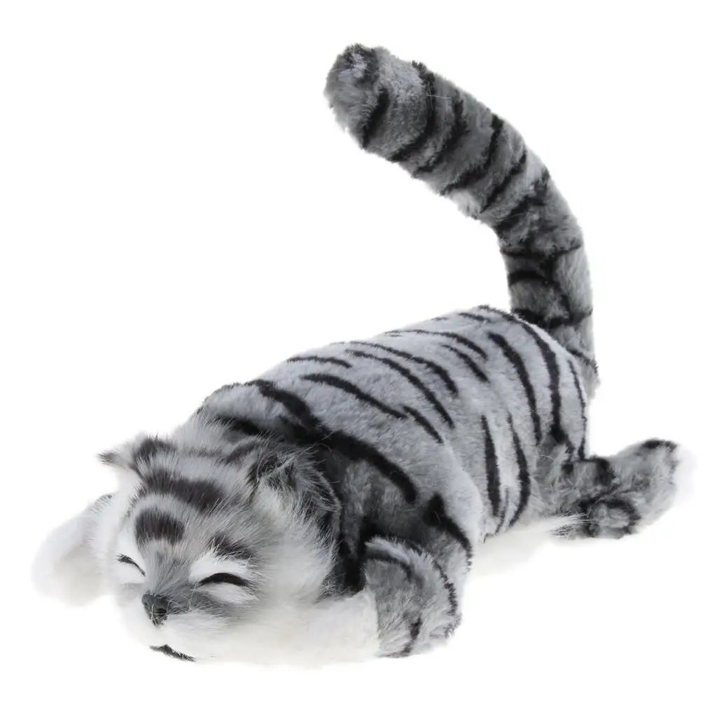 Wagging Tail Rolling Kitten Plush Stuffed Cat Electronic Pet Toy Home Desk Decor