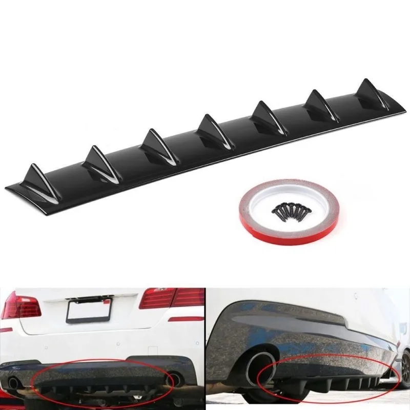 For car Universal Rear Bumper Spoiler Diffuser Wing Shark Fin Style Lower Body Lip car accessories