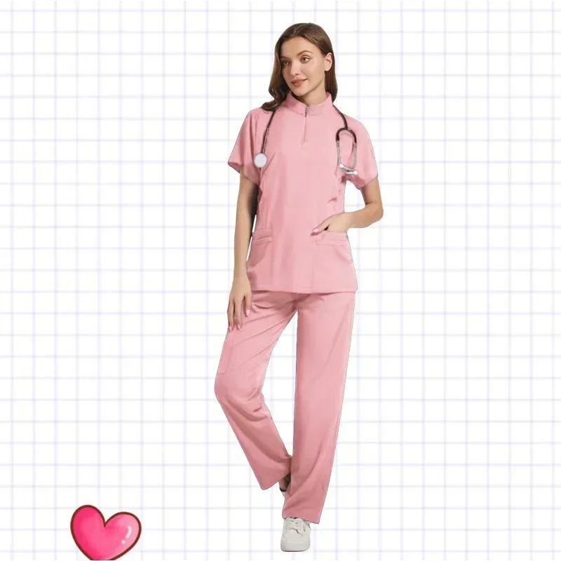 Chemisier médical à manches courtes pour femmes, chemise d'infirmière, uniforme d'infirmière, vêtements de gIslande décontractés, ensemble d'hôpital de pharmacie