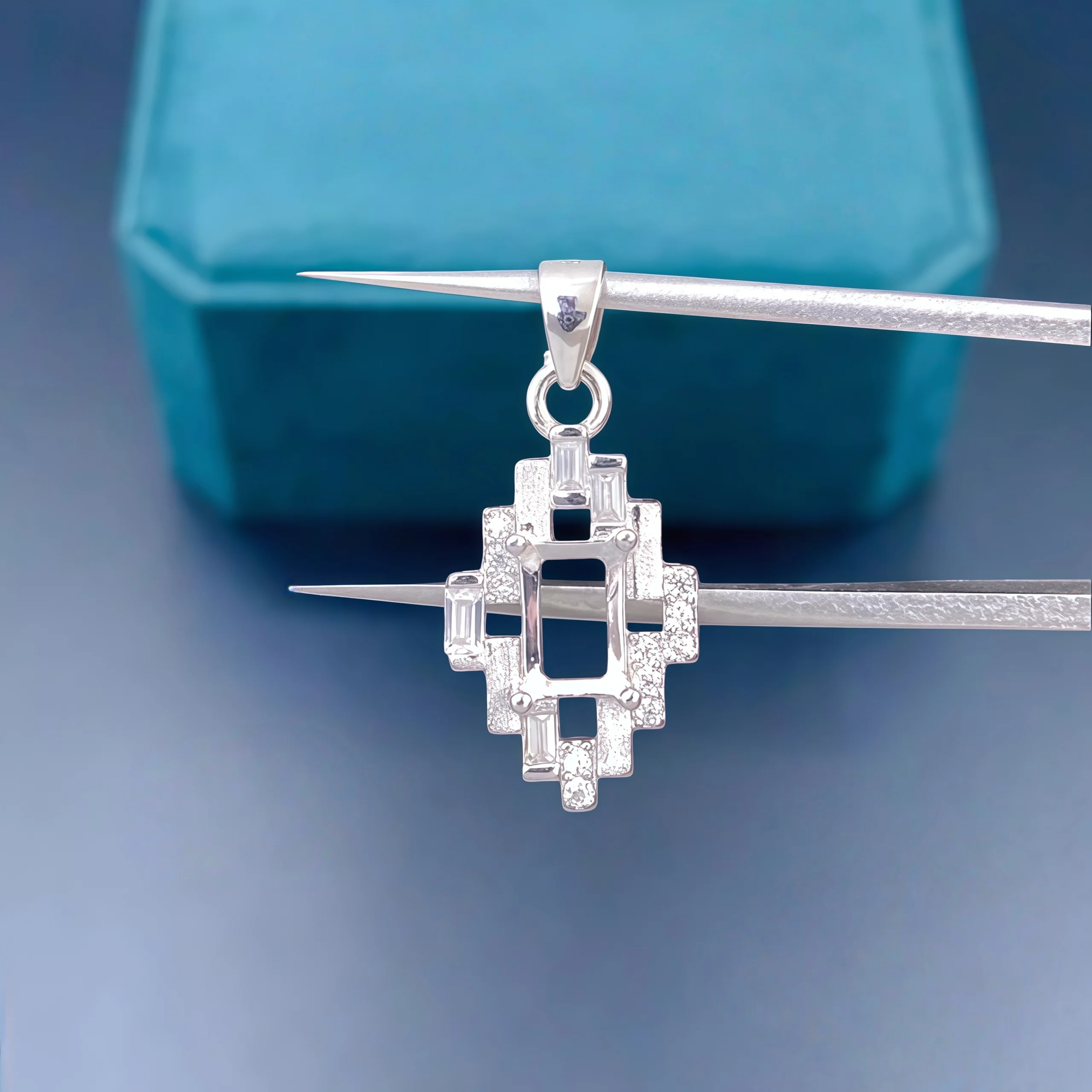 

Модный пустой держатель для подвески «сделай сам», стерлинговое серебро S925, установка 4*6 мм, квадратный камень, дизайн с тонкой геометрией, очаровательные ювелирные изделия для женщин