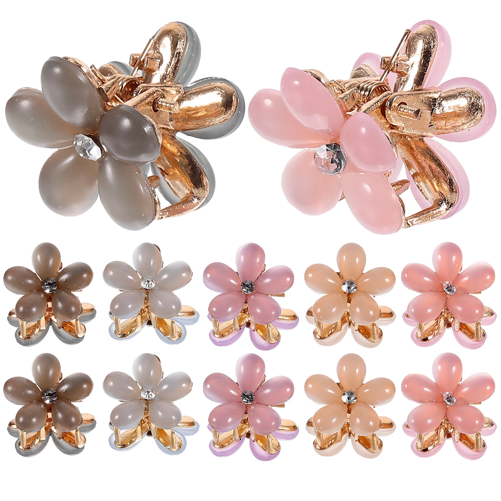 

20 Pcs Flower Hairpin Mini Clips for Girls Baby Little Cute Barrettes Opal with Decoration Miss Small