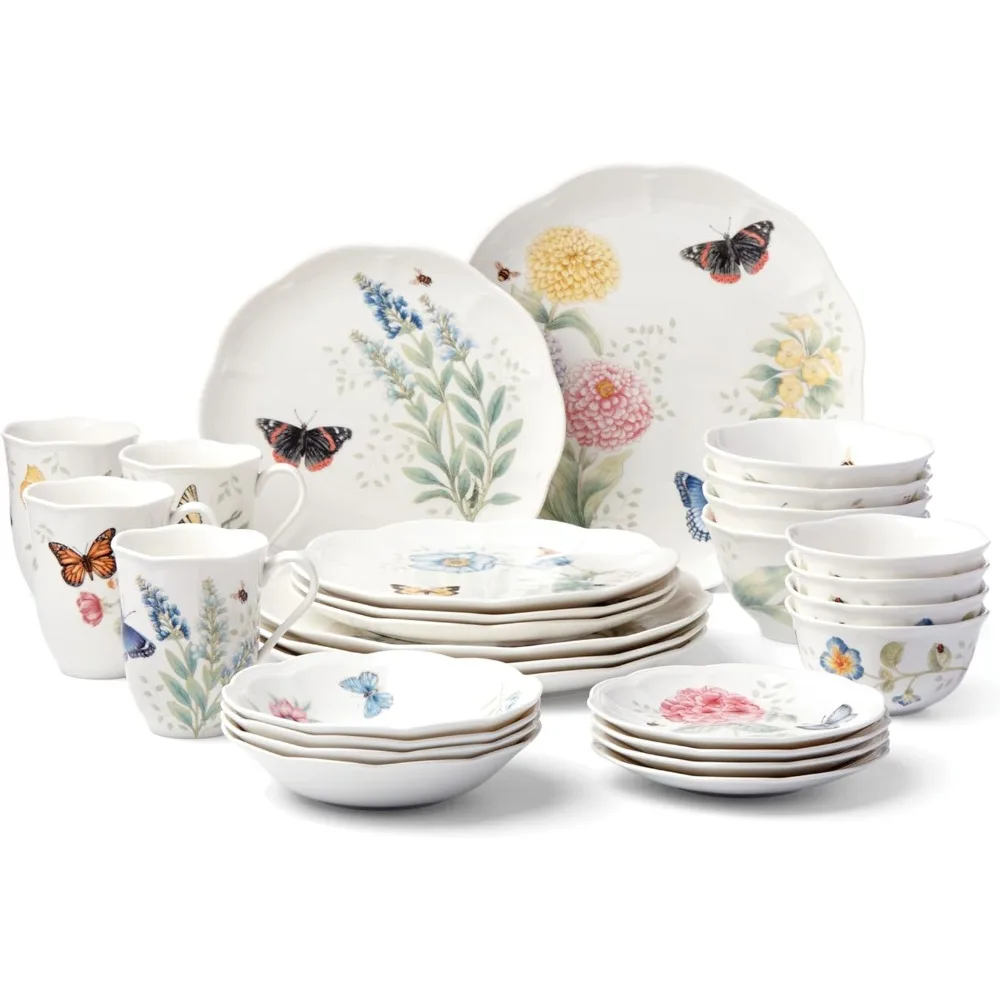 Butterfly Meadow 28-Piece Dinnerware Set, White 11