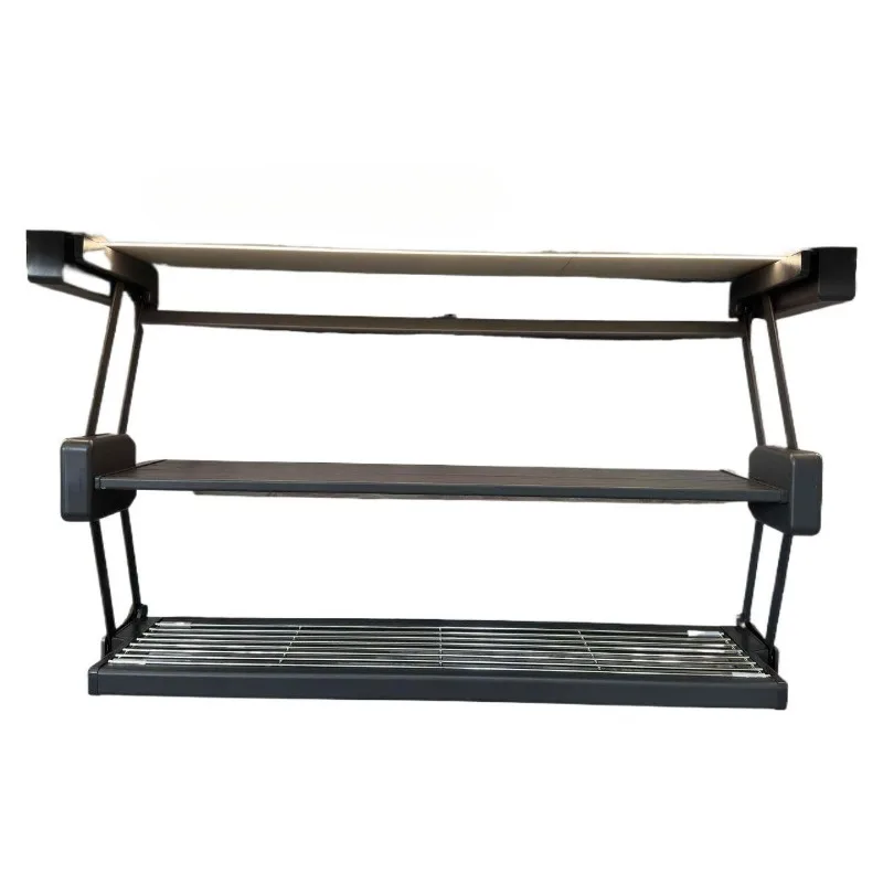 

Wall cabinet folding rack pull-down double-layer lifting and retractable dish preparation seasoning dish storage storage food