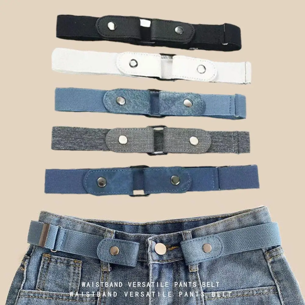 Banda elástica para la cintura, cinturón Invisible sin costuras para mujeres y hombres, hebilla informal, cinturón decorativo estilo Ins de estilo coreano S7E8