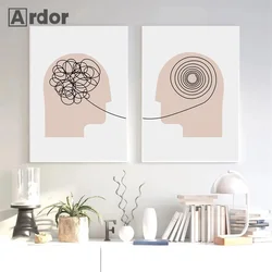 Abstract Minimalist Wall Art Canvas Print Psychology Therapy Poster Consultant Office Cloth Painting Wall Pictures Home Decor