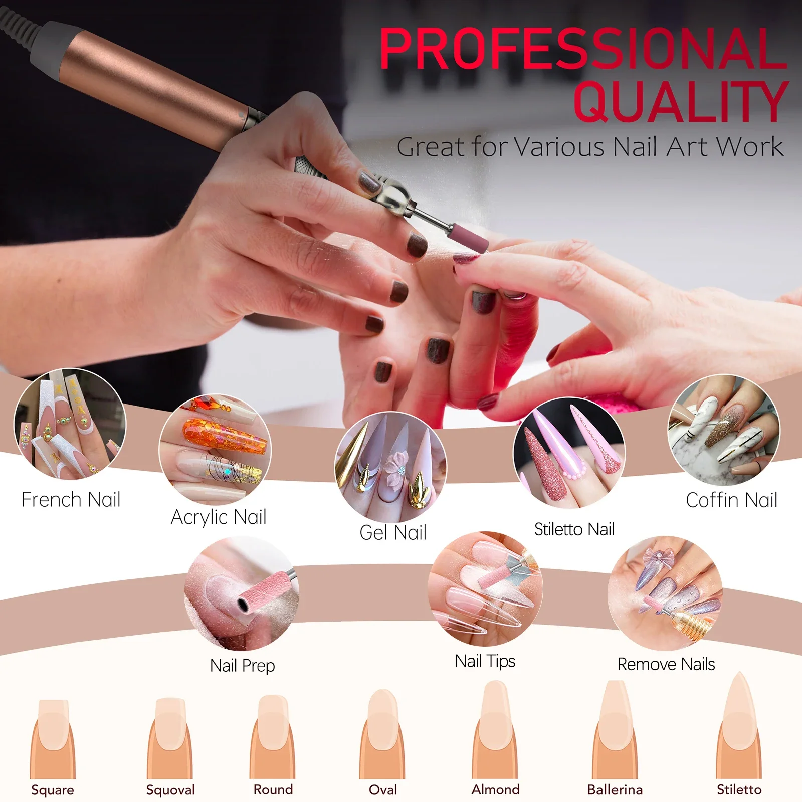 Nail Polishing Machine Tool 35000Rpm Rechargeable E File Drill Nail for Manicure