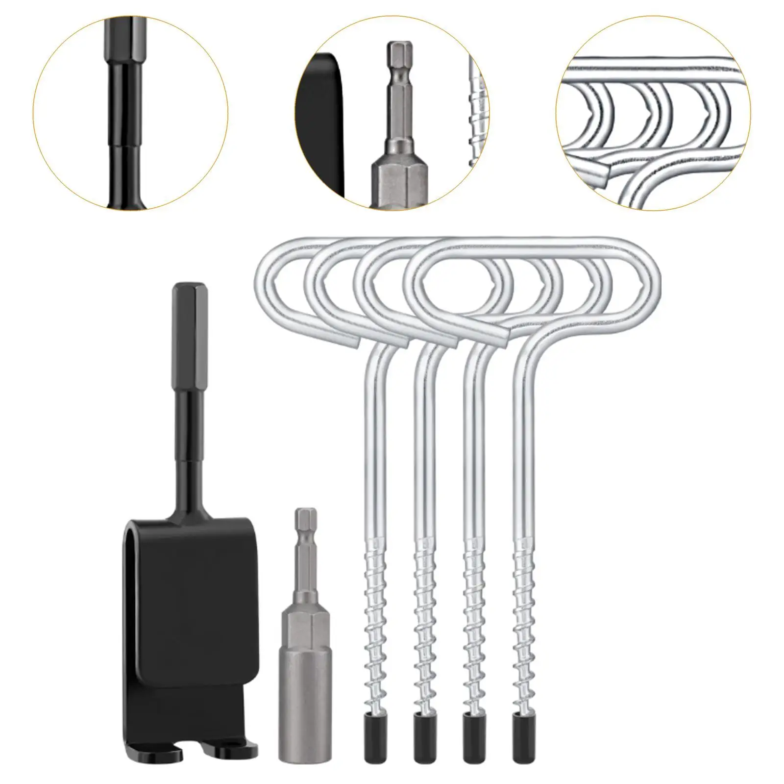 Portable Ice Anchor Drill Adapter Insert Tool for Fixing Tent Nails Shelter Stakes in Outdoor Use