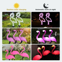 Group Flamingo Solar Light Waterproof Garden Stake Lamp Outdoor Courtyard Decoration Light Patio Walkway Light Lawn Light