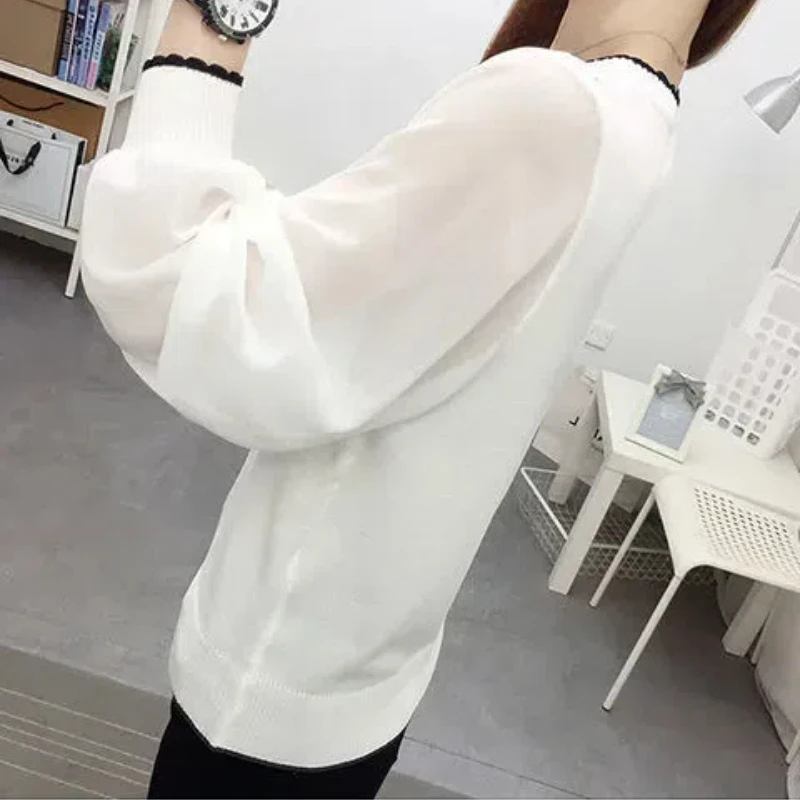 Pullover Solid Color Women\'s Clothing Long Sleeve Sweater Knitted Screw Thread Comfortable Spring Autumn Office Lady Tops