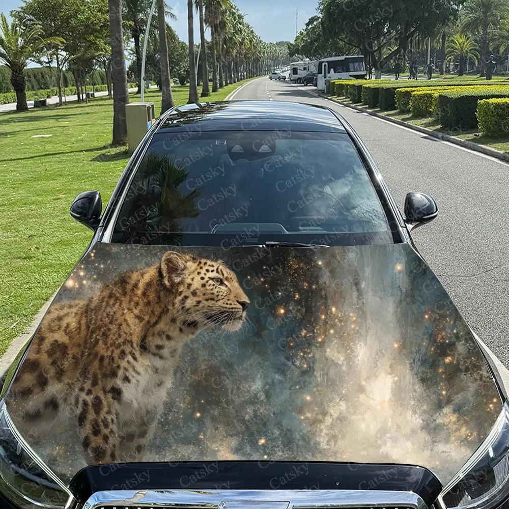 

Vibrant Leopard Car Hood Stickers - Self-Adhesive, Waterproof and Durable Vinyl Wrap, Decorate And Protect Your Car - The Gift F