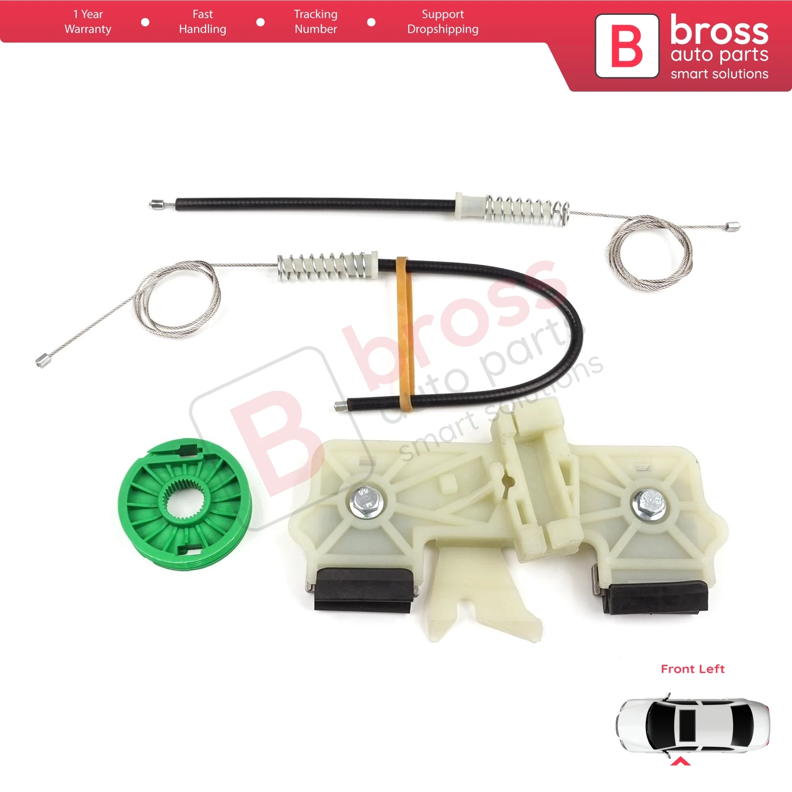 

BWR5512 Power Window Regulator Repair Kit Front Left Door for Ford Fiesta MK5 JH JD BE256 2001-2008 4/5 Door 2S61A23201