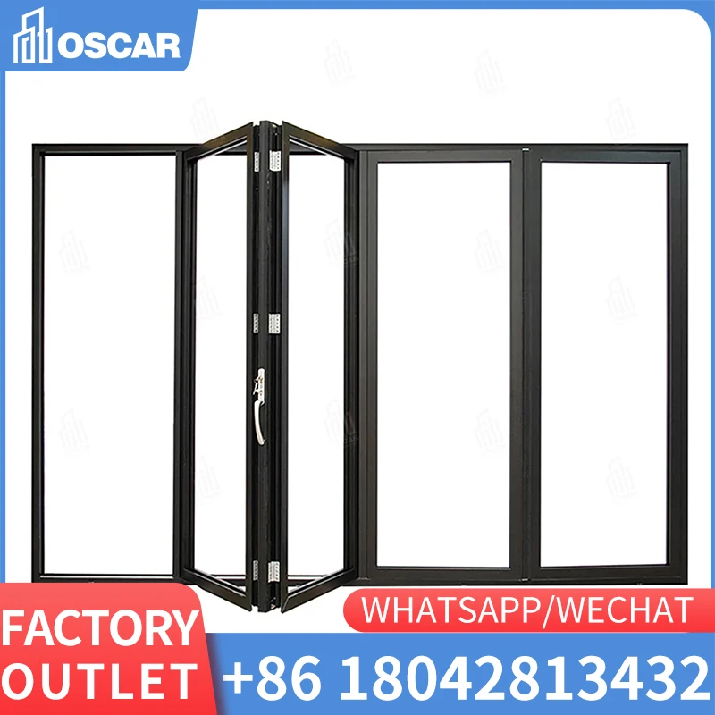 Residential And Commercial Slim Frame Aluminum Glass Fold Doors Design Interior Bedroom Partition Folding Door