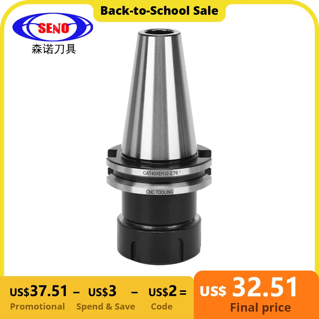 

SENO CAT40 ER16 ER20 ER32 US Standard High Precision Tool Holder CNC Milling Machine Center Collet Chuck Pull Stud Handle Shank