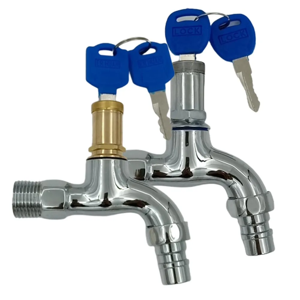 للأماكن العامة صنبور منزلي حشية معدنية قابلة للقفل 1/2 \\\" صنبور خيط ذكر مع قفل مفتاح لحوض ممسحة المنزل