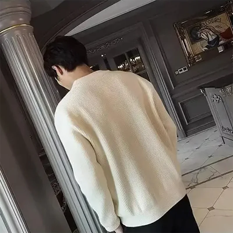 Nuevo cárdigan con cremallera de invierno, suéteres para hombre, prendas de punto, suéter con cuello levantado de Color sólido, abrigos, cárdigan japonés informal de moda de punto