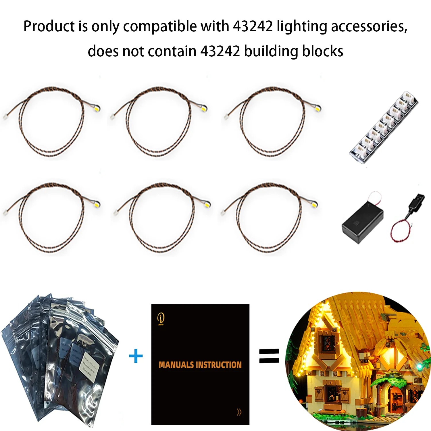 مجموعة إضاءة LED LYBMTWF لنموذج كتلة كوخ 43242 سنو وايت والأقزام السبعة (غير متضمنة لبنات البناء)
