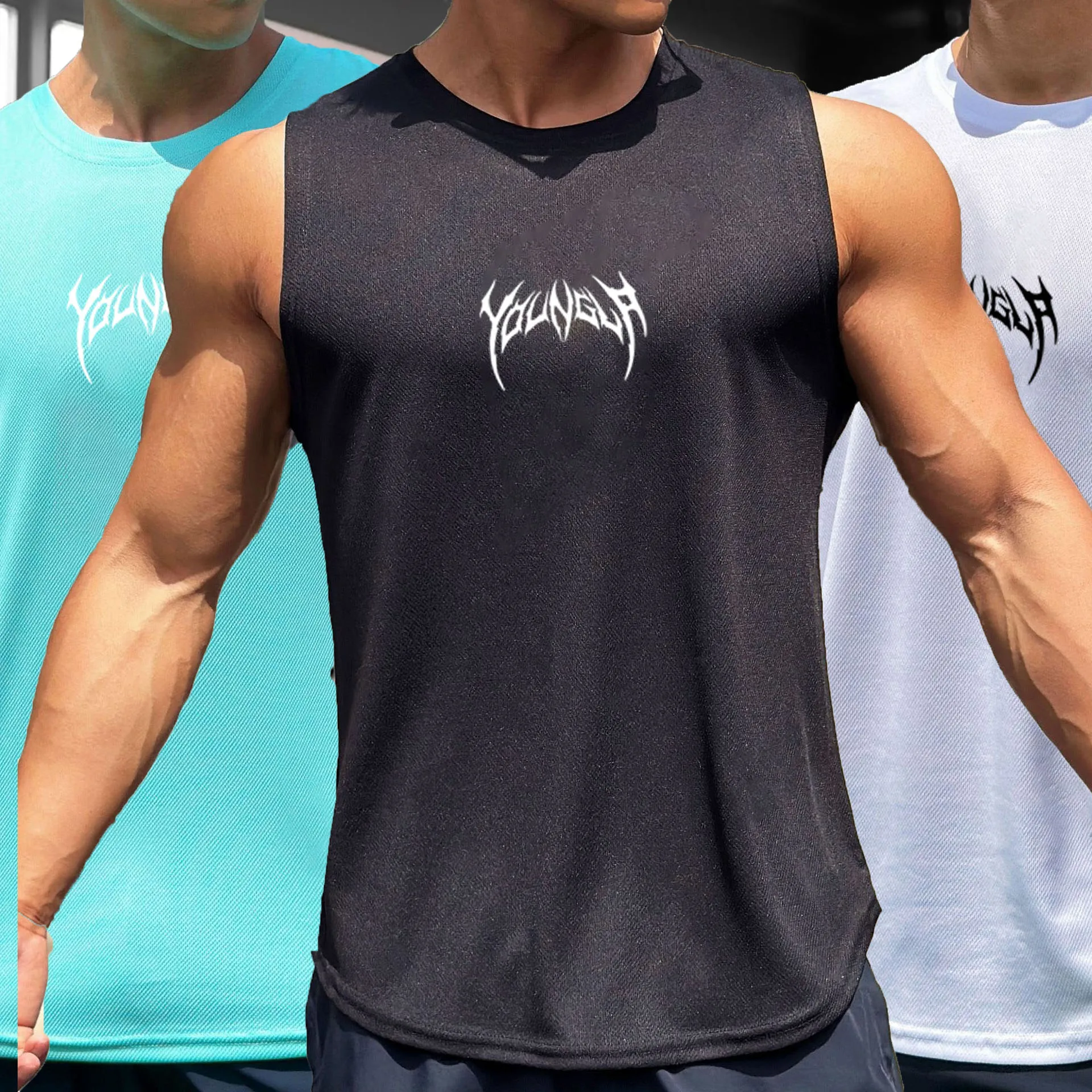 Camiseta sin mangas para gimnasio, ropa de entrenamiento físico, camisa holgada sin mangas para culturismo de secado rápido, chaleco de baloncesto a la moda de verano para hombre