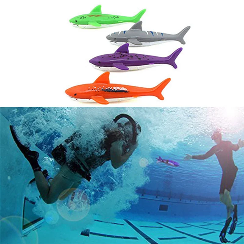 A49K-8 PCS Crianças Natação Shark Forma Jogo de Água de Mergulho Jogo de Mergulho Piscina Glide Shark Lance Torpedo