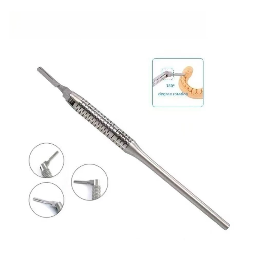 Dental Scalpel Handle with 180-Degree Adjustable Rotation – Round Dental Instrument (Autoclavable)