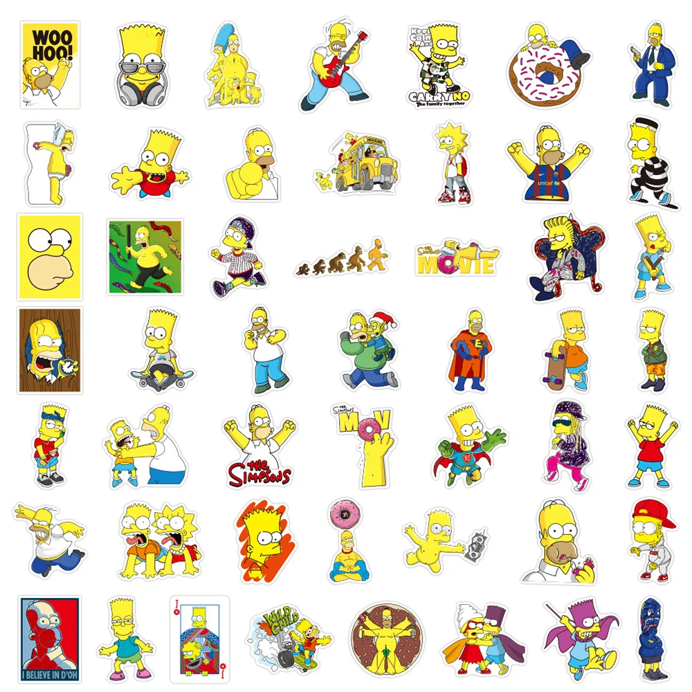 10/30/50/100pcs Cartoon Anime Simpson Stickers Motorcycle Skateboard Laptop Luggage Guitar Car Phone Waterproof Sticker Kid Toy