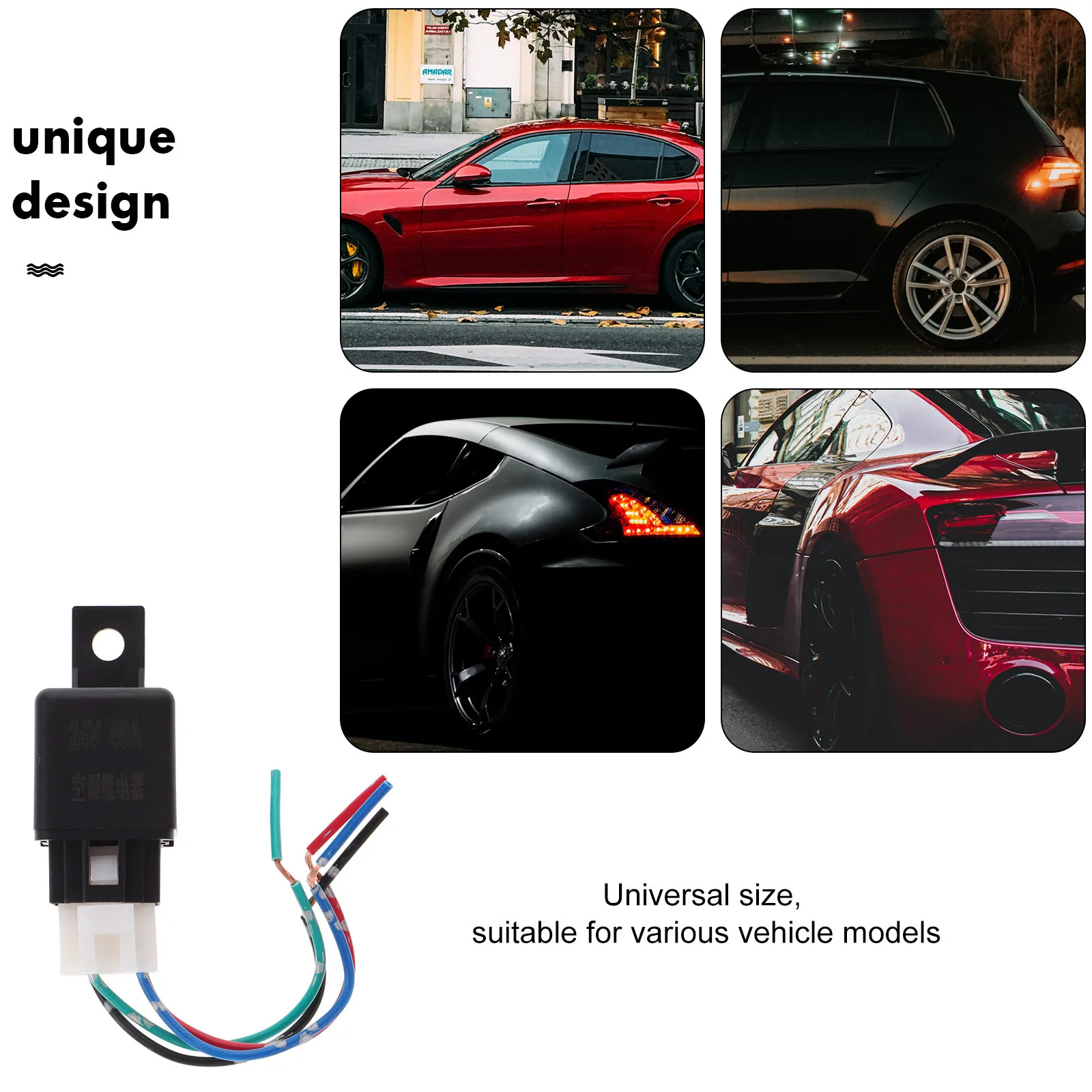 Car Air Conditioning Relay 24V 40A Automotive Ac Starting Relay 4 Pin Heavy Duty Current Control for Car Accessories Replacement