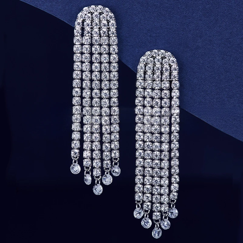 

Simple Temperamental All-Match Women's Long Earrings Diamond Tassel Earrings Long Tassel Earrings Women's Exquisite