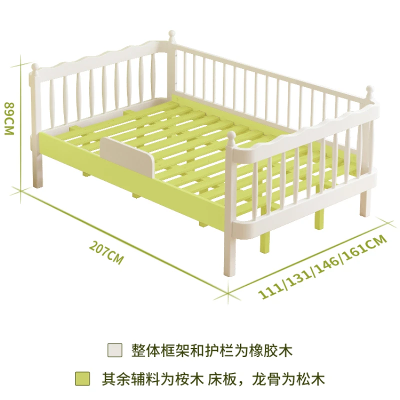 

All solid wood children girl princess bed with guardrail splicing fence bed bedroom