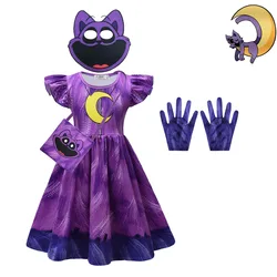 Robe de fête avec masque et sac pour filles, robes à manches volantes, robe de catnap, créatures souriantes, cadeau d'anniversaire, performance, 303